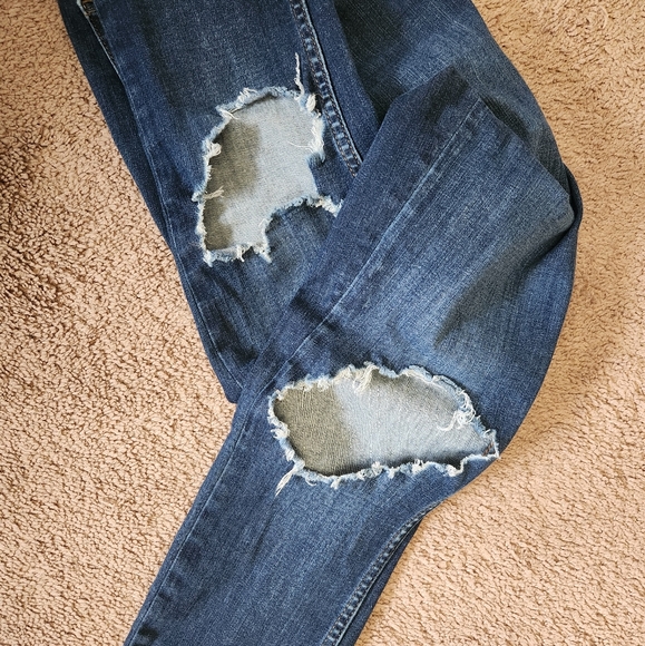 Free People High Rise Busted Knee Cropped Skinny Jeans, Medium Wash,  Size 28 - Picture 5 of 11